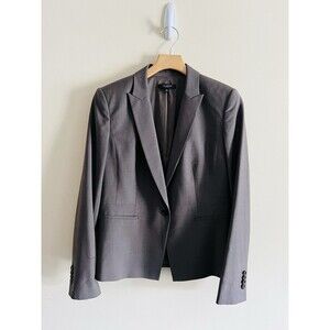 Ann Taylor Blazer Womens 10 Tropical Virgin Wool Jacket Taupe‎ Gray One Button
